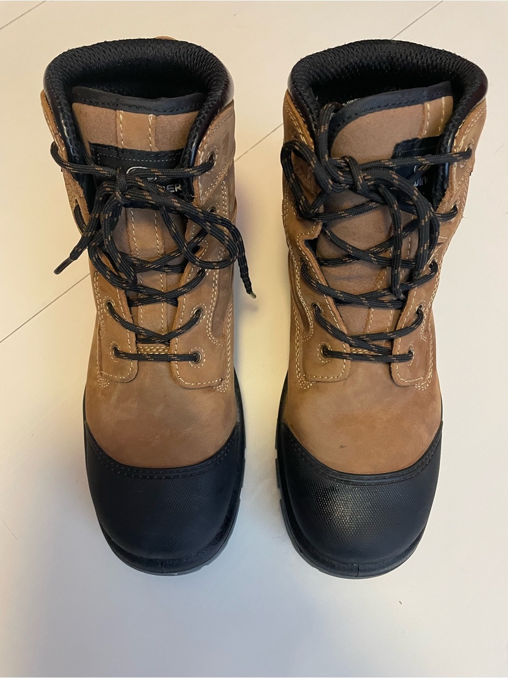 Men's Brown and Black Waterproof Work Boots - Rugged Lace-Up Support
